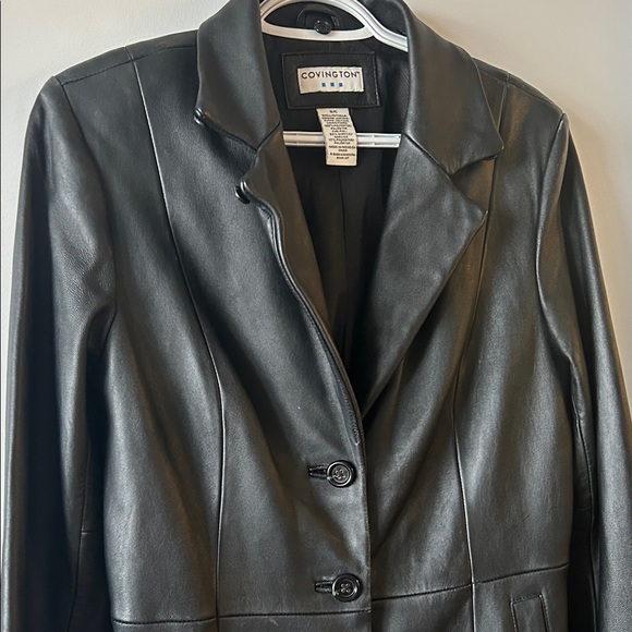 Covington Genuine Leather Black Long Blazer Coat – Size S - Picture 4 of 12